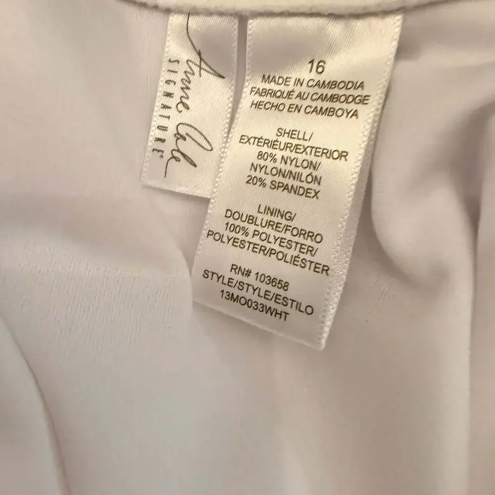 NWT Anne Cole Signature White One-Piece Swimsuit Size 16